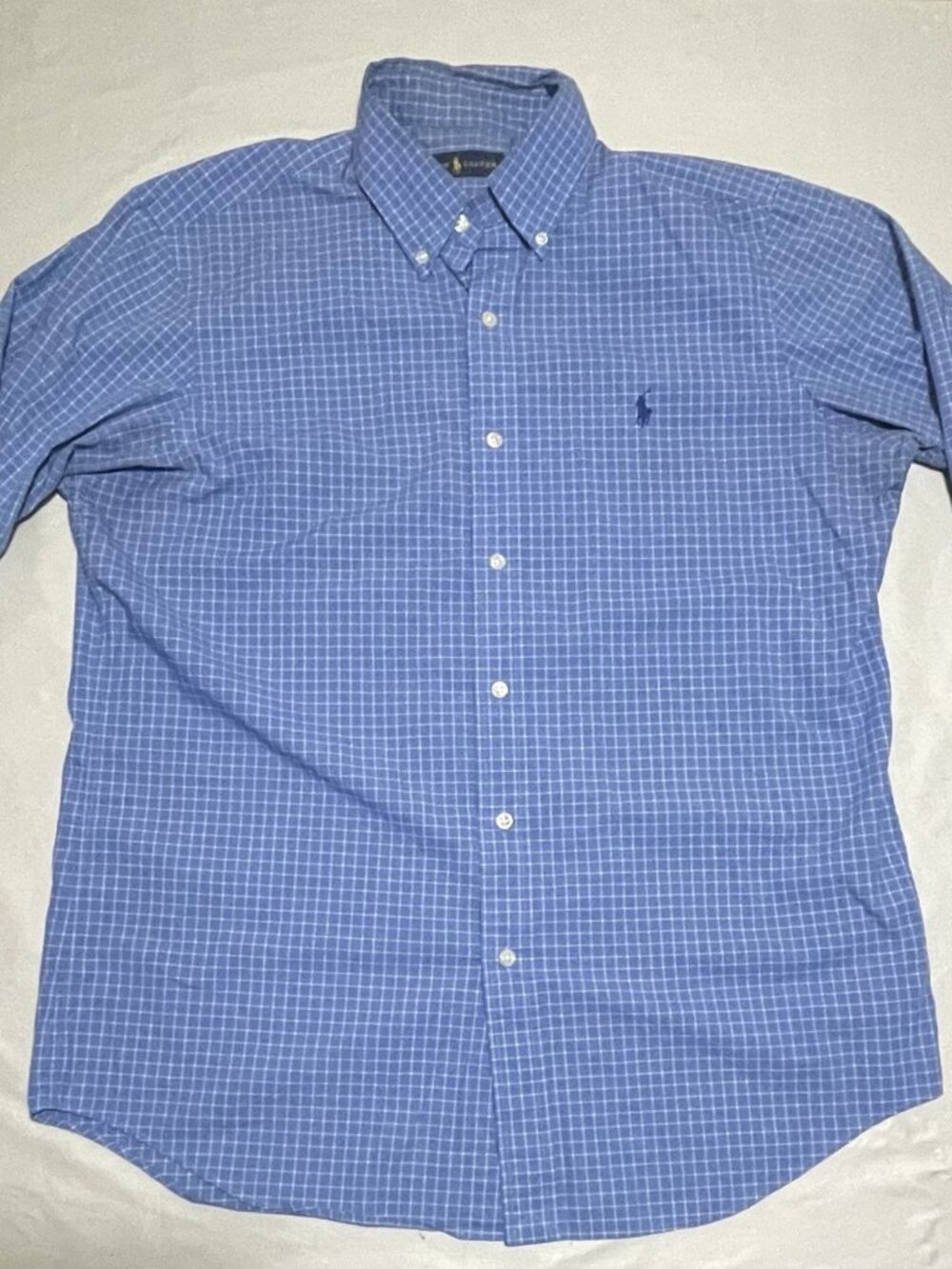 Ralph Lauren Classic Fit Shirt Mens Medium Blue Gingham Button Down